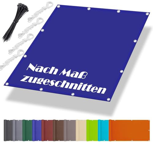 TerrassenüBerdachung Sonnenschutz 3x10M, Segeltuch Wasserdicht, Sonnenschutznetz inkl Befestigungsseile, UV-Schutz, Wetterfest für Garten Terrasse Balkon, Dunkelblau