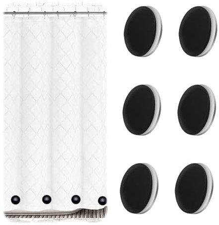 Wekuw 6 Piezas Pesos de Cortina Magnéticos, Imanes de Cortina de Ducha, Pesos de Cortina, Redonda Pesos de Mantel, Pesos Magnéticos Redondos para Cortinas, Redonda Pesos de Mantel (Negro)