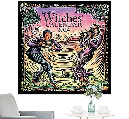 Evember 30 x 30 cm Hexenkalender 2024 UK Hexe Wandkalender Kreativer Hexenkalender lustiger Wandkalender kreativer 12 Monate Familienplaner Kalender 2024 Hexenkalender Kunst für Geschenke für Familie