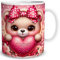 TRIOSK Tasse Valentinstag Teddy Bär mit Herz I Love You Spruch Ich liebe Dich Geschenk Tierliebe für Sie Frauen Freundin Bärenliebhaber, Keramik 300ml