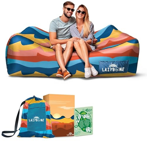 Chillbo LazyBone Aufblasbare Couch – Ultimative aufblasbare Liege für maximale Entspannung – die perfekte aufblasbare Couch für Musikfestivals oder Camping – Desert Daydream