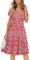 VOTEPRETTY Women's Summer Dress Short Sleeve Midi Dresses for UK V Neck Wrap Floral Sundress with Pockets