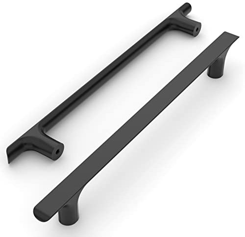Amerdeco 10 Stück Möbelgriffe Schwarz, 192mm Lochabstand, Zinklegierung Schubladengriffe & Schrankgriffe für Küchenschränke & Kleiderschränke UK0060