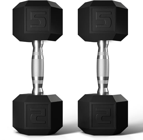 GRETERST Kurzhantel-Set, gummierte Sechskant-Handgewichte, Übung und Fitness für Zuhause, Fitnessstudio, Krafttraining, Schwarz, 2,3 kg