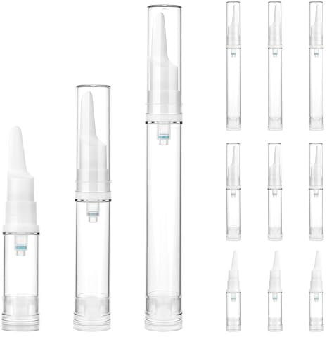 Small Pump Bottle,12 pcs Airless Travel Bottles for Toiletries Travel Pump Bottles for Toiletries 5/10/15ML Travel Size Containers for Lotion Eye Cream Essential Oils Liquid Foundation