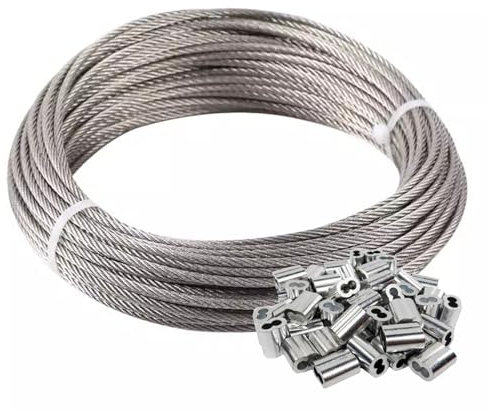 DTVEW Cuerda de Alambre Cable de Acero Inoxidable 304 con Funda de Aluminio Cable de Alambre Duradero 5mm/0,20in Valla de Barandilla de Balcón(5mm/20m)