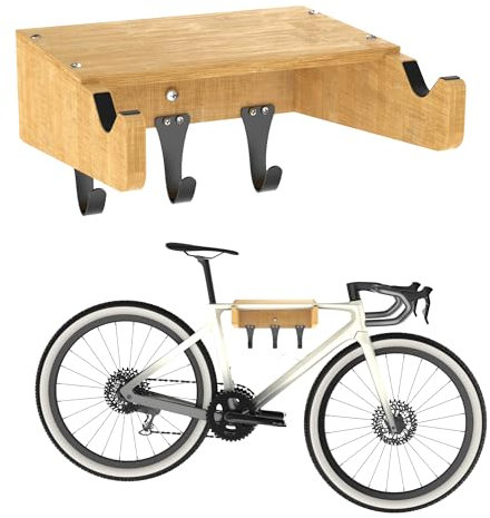 ValuXpro Fahrrad-Wandhalterung – Fahrradträger für den Innenbereich, Bambus-Fahrradträger mit abnehmbaren Aufhängern, einfach zu montieren