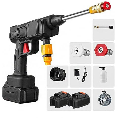 FDHESAR Idropulitrici,A Idropulitrice, Potenza 600W, Due Batterie 24V1500Mah Idropulitrice,A Idropulitrice per Auto Facile da Trasportare, per Pulizia Auto/Recinto/Pavimento/Muri