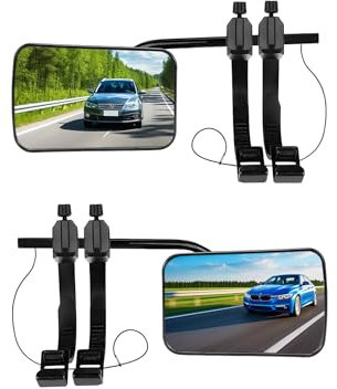 2 Stück Wohnwagenspiegel Universal Zusatzspiegel, Verstellbarer Doppelter Konvexer Abschleppspiegel, Caravanspiegel AnhäNgerspiegel für Wohnmobile Auto Caravan PKW Links + Rechts (Schwarz B)