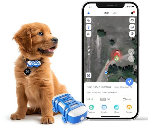GPS für Hunde Katzen GPS Hund - Batterielebensdauer bis zu 1 Monat - GPS-Halsband - wasserdichte Ortung, globale Position in Echtzeit, Anti-Flug-Benachrichtigungen, digitale Zäune und