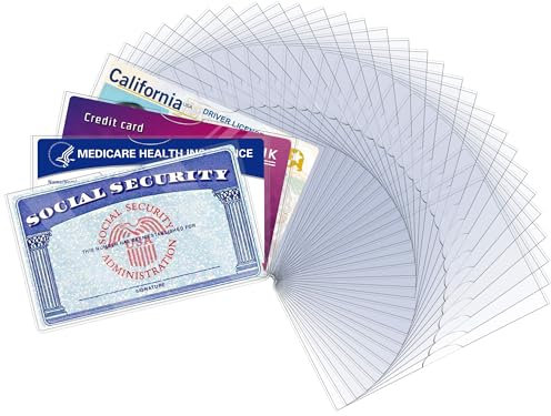 LIEMAND Lot de 32 pochettes de protection pour cartes de sécurité sociale - Protection pour carte de crédit - Souple et transparent - 31 mm