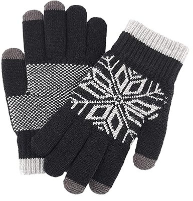 LIFKOME Jacquard Strickhandschuhe Winddicht Touchscreen Fähig Rutschfest Warme Wollhandschuhe Für Herren Und Damen Im Outdoor Einsatz