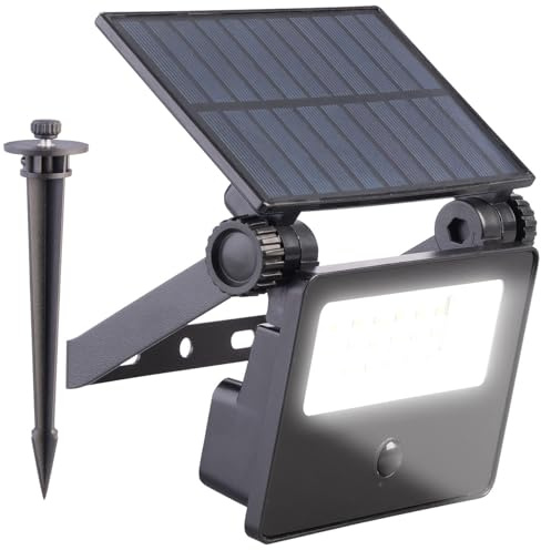 Luminea Fluter: Solar-LED-Gartenstrahler mit Bewegungssensor, 400 lm, 1.200 mAh, IP65 (Erdspieß Solarleuchten, Solar Fluter mit Bewegungsmelder, Baum)