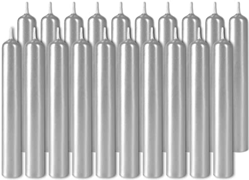 BRUBAKER 100er Pack Geburtstagskerzen Silber 9,5 cm - kleine Spitzkerzen für Geburtstag, Magie, Rituale oder Partydekoration - Dekokerzen mit 1,25 cm Durchmesser - Stabkerzen Leuchterkerzen