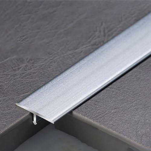 Bodenleiste für Holz bis Fliesen, schmale Metall-Trennwand für Tür, T-Zierleiste, Hellgrau