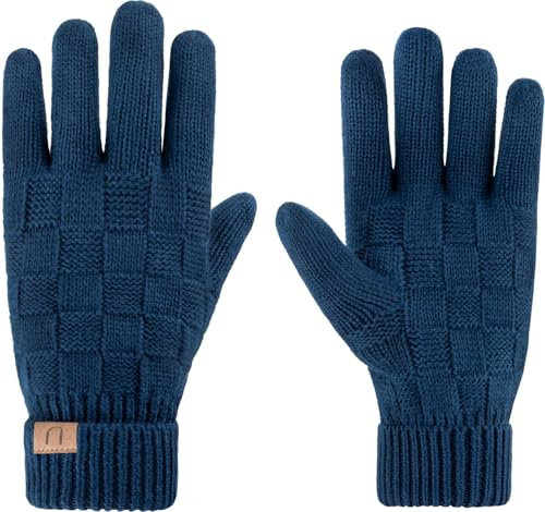 normani Merino Winterhandschuhe Thermohandschuhe Warme Strickhandschuhe mit Fleecefutter für Herren und Damen One Size Farbe Marine