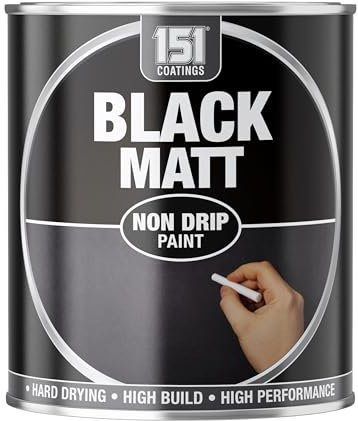 Inspired Essentials 300ml Non Drip Paint Tin Exterior Interior Hard Drying Performance Multi-Purpose Paint Tin for Metal, Wood, Plastic, Walls with Perfect Finish (1, 151 - Black Matt)