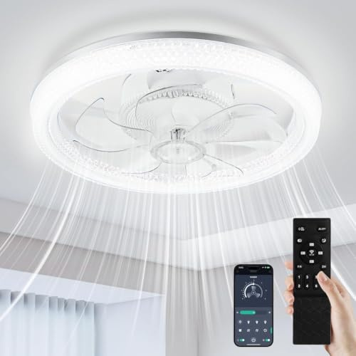Hondony Ventilator Deckenleuchte,LED Deckenventilator mit Beleuchtung,3 Farbtemperatur und 6 Geschwindigkeiten Deckenventilator mit Lampe,Fernbedienung Leise Dimmbar Ventilator Deckenlampe
