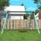 RIAZOS Kids Swing Seesaw set with Metal Frame, Nest tree Swing, Seesaw Height Adjustable, Climbing Ladder & Climbing Net, Backyard Playground Outdoor Play Frame Toy for children 3+ Years Old