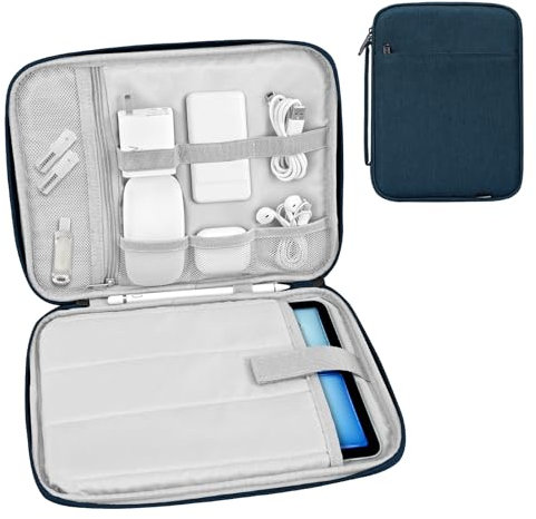 Dadanism 9-11 Pulgadas Funda de Viaje Acolchada para iPad 10ª Gen. 10,9″, iPad (A16) 11″ 2025, Nuevo i-Pad Air/Pro 11″, i Pad 9/8/7ª 10,2″, i Pad Air 5/4, Galaxy Tab A9+ Plus 11″, Azul