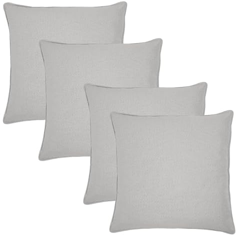 OHS Covers 4 Pack Woven Texture Cushion Covers with Hidden Zipper, Soft Linen Woven Texture Design Pillow Covers For Sofa Bed living room, Silver-45x45cm