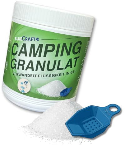 BlueCraft Granulat – Superabsorber & Bindemittel zur Flüssigkeitsbindung für Notfall, Haushalt & Outdoor | Geruchsreduzierend | Für Camping, Pflege, Festival, Boot, Haustiere, Tiny House