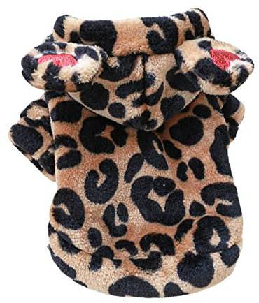 Psdndeww Leopard Hunde Hoodie Pullover Hundemantel Hundemantel Mit Motorhaube Winter Haustierhunde Kleidung Hund Jackets Hundehubern Gemütliche Hundeoutfits