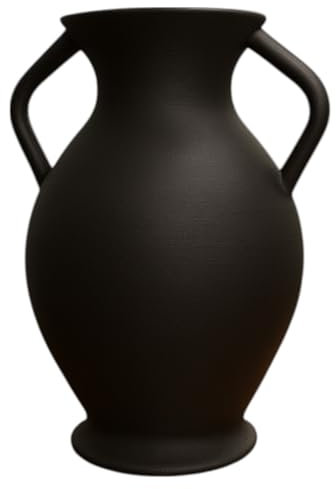 Vaso decorativo a forma di anfora greca, brocca in ceramica con due manici in stile antico, scultura decorativa per interni (nero)
