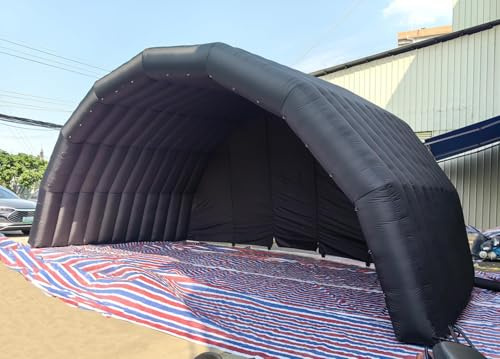 Portable Outdoor Inflatable Stage Tent Rooftop Booth Inflatable Stage Cover Marquee Concert Shelter Dome Marquee Cover (Black, 6mLx4mWx4mH)