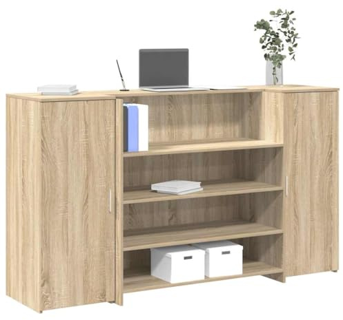 Tonture Empfangstheke Sonoma-Eiche 180x50x103,5 cm, Holzwerkstoff, mit integriertem Tresen, vielseitig für Büro, Hotel, Salon, robuster Schreibtisch