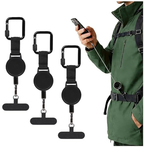 Nymora 3 Pack Retractable Phone Lanyard, Anti-Theft Phone Cord Tether & Wrist Strap Holder for Skiing Outdoor, Compatible with iPhone Samsung Huawei Most Smartphones