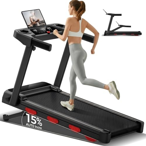 Auto/Manual Incline Treadmills for Home, 3.0 HP Foldable Walking Pad 12KM/H | 3 Screen Display & 12 Programs, 180KG Capacity, <45dB Low Noise, Foldable Design, 90% Pre-assembled, Transport Wheel