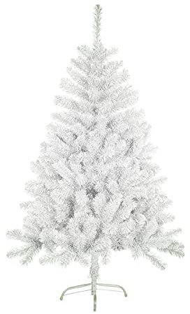SOLAGUA NAVIDAD Sapin de Noël Artificiel de Feuilles de Guirlandes, Arbres 120-210cm avec Support Métallique (Blanc Brillant, 150cm 293Tips)