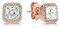 PANDORA Quadratischer funkelnder Strahlenkranz Ohrstecker mit 14 Karat rosévergoldete Metalllegierung und Cubic Zirkonia Steinen aus der PANDORA Timeless Collection
