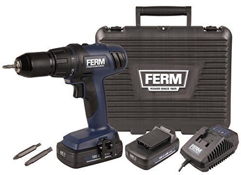 FERM Perceuse sans fil professionnelle 18V - 2.0 Ah - 2 Batteries
