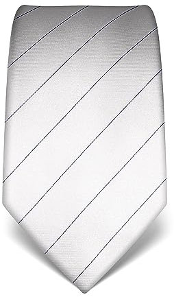 Vincenzo Boretti Herren Krawatte reine Seide gestreift edel Männer-Design zum Hemd mit Anzug für Business Hochzeit 8 cm schmal/breit weiß