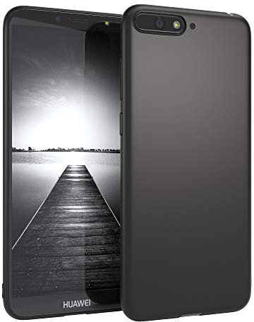 EAZY CASE Handyhülle Silikon mit Kameraschutz kompatibel mit Huawei Y6 (2018) in schwarz matt, Ultra dünn, Slimcover, Silikonhülle, Hülle, Softcase, Backcover