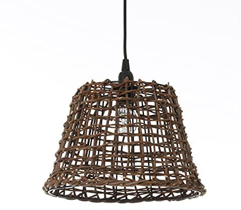 Lussiol 250263 - Lámpara de techo (mimbre, 60 W, 29 x 25 cm), color marrón