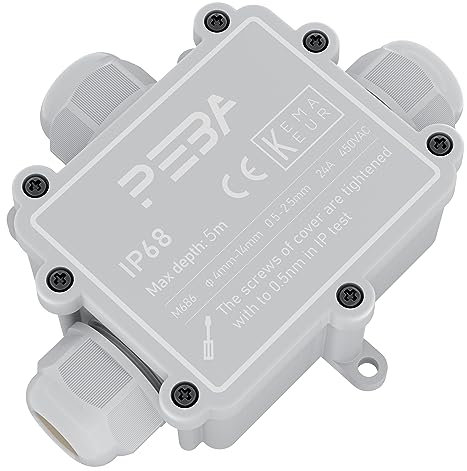 PEBA Abzweigdosen Wasserdicht Verteilerdose IP68 Klemmdose Wasserdichte Kabelverbinder für Aussen Größere 3-Wege Kabelverschraubung 4 mm-14 mm Grau T-Form