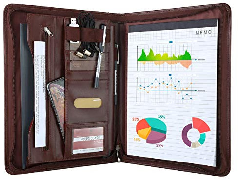 Leathario Leather Folder Business Conference A4 Portfolio Folder Padfolio Noted Case for Work School