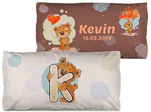 LolaPix Rechteckiges Kissen Personalisiert mit Name. Geschenke für Kinder. Füllung enthalten. Verschiedene Designs zur Auswahl. Verschiedene Größen zur Auswahl. Bär