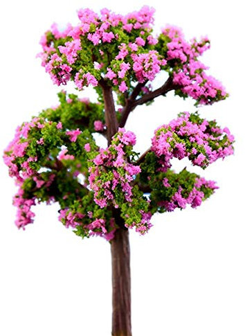 Ogquaton 2 x Micro Landschaft Landschaft Landschaftsmodell Mini Baum rosa Blume Modell Eisenbahn Landschaft DIY Dekoration Ornamente Zubehör praktisch