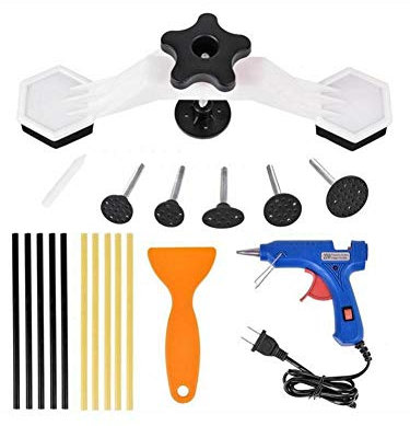 iShiné Outils Kit Débosselage sans Peinture, 21pcs Paintless Débosselage Réparation PDR Tools Kit,Réparer la Dent pour Voiture,réfrigérateur, Moto Corps