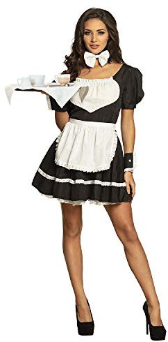 Boland - Kostüm Zimmermädchen Aimée, Kleid, Schürze, Kragen mit Fliege, Manschetten, für Damen, Putzfrau, Beruf, Verkleidung, Mottoparty, Karneval