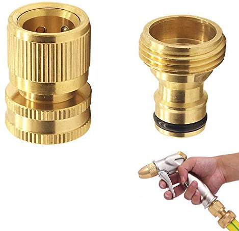 Conectores de manguera de agua 3/4, Conector rápido de Latón,Conector de grifo de rosca hembra y conector de rosca macho,Accesorios de manguera de jardín para sistema de riego de riego
