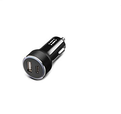 aiino - Autoladeadapter für IOS-Telefone, kompatibel mit iPhone und iPad, Dualer USB-Anschluss + C-Typ-Stromversorgung bis zu 18 W mit LED-Licht