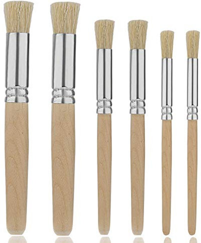 TOYMIS 6 Pinceaux à Pochoir en Bois, Pinceaux à Poils Naturels, pour Peinture Acrylique, Peinture à l'huile, Aquarelle, Fabrication De Cartes, Projet De Bricolage Artisanat (3 Tailles)