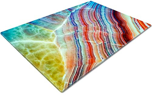 Glass Chopping Board 50 x 40 | Kitchen Worktop Protector | Multifunctional Cutting Board | Work Top Savers | Kitchen Accessories | Extra Large | Green Blue Red Design