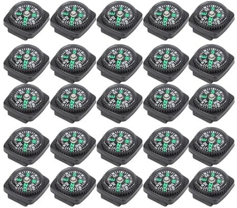 Cyrank 25pcs Button Kompass, Mini Kompass, Kompass Outdoor, Taschen Kompass Set, Kompass Kinder, Taschenkompass Tragbar Universal, Button Kompass für Outdoor Camping Wandern