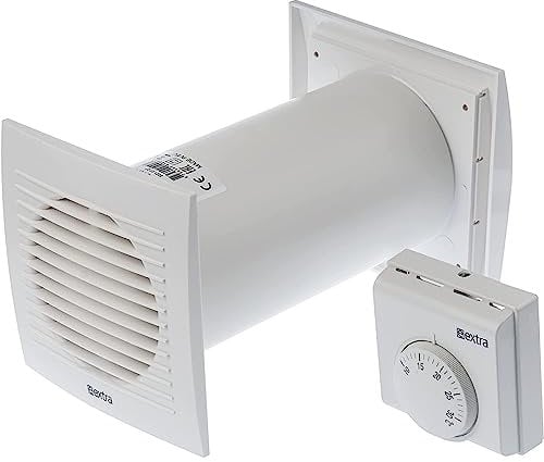 LIRAST Ø 125mm Wärmeverteiler mit Thermostat - Weiß Lüfter - Ventilator Wärmetauscher